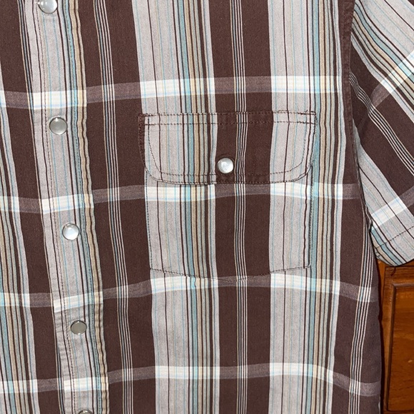 Pineapple Connection LIKE NEW Boys Snap on Button Down Short Sleeves Plaid Shirt - Picture 5 of 9